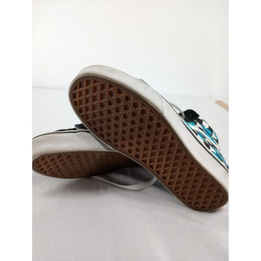 Vans Sk8-Hi Sneakers Womens 5.0 Black Checkerboard Blue Butterfly Skateboard